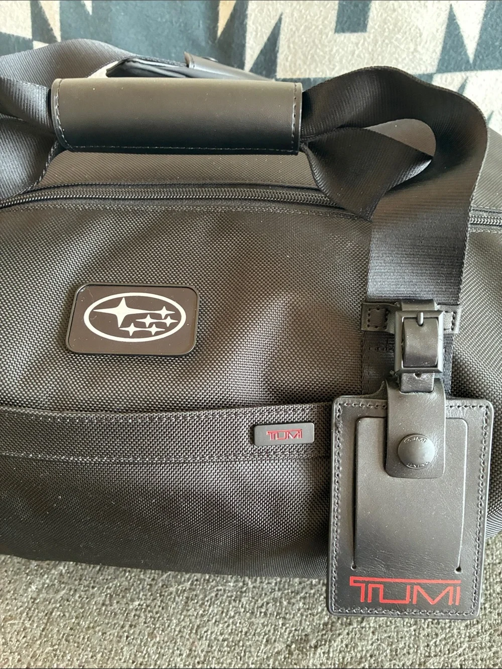 TUMI x Subaru Black Ballistic Nylon Weekender Duffel Bag Gym Travel
